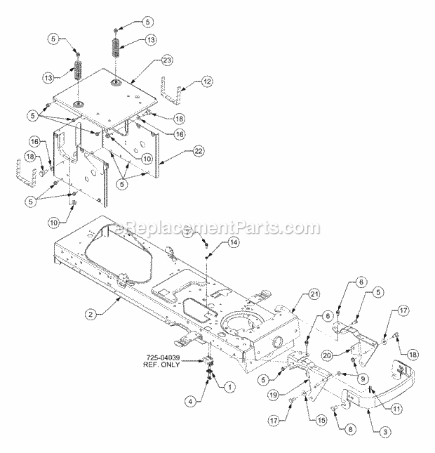 Frame Diagram and Parts List for 1525 13A-221F100 Cub Cadet Lawn Tractor